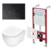 TECE Комплект TECEspring Base, панель смыва с круглыми кнопками, черн. мат., унитаз модель R