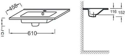 EXSA112-00  Полувстраиваемая раковина со столешницей Белый 