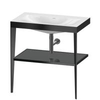 Duravit XViu Консоль напольная, 850x800x480мм с полкой, с раковиной без перелива, без отв., цвет: black matt/flannel grey high gloss lacquer