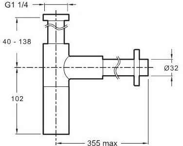 E78291-CP сифон латунный для умывальника (хром) 