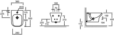 EME0002-00 биде подвесное VOX /28х50/(белый) 