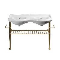 KERASAN RETRO Консоль металлическая на ножках для раковины 120см, с полкой решеткой, с 2-я полотенцедержателями  цвет бронза