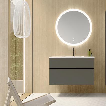 BURGBAD EqioТумба с раковиной подвесная 920х620х490мм, керамическая раковина белая, с 1 отв под смес, ручки G0252, цвет мебели серый глянец 