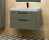 IBX ROUND, тумба под раковину 80 см, 2 ящика с ручками хром, цвет черный матовый лак