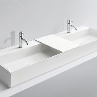 MILLDUE  Раковина  MAN 144 накладная из CRISTALPLANT ,144,5х47,2 см, с 2 отв для смесителя, цвет белый матовый