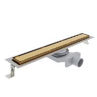 Plumberia Selection Трап душевой PS IN-TILE 6x100 2устор. накладка из нерж.стали, комбинир.затвор с горизонт. Выпуском Ду 50мм,40л/мин, золото 24К