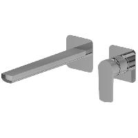 Newform Haka Внешняя часть смесителя для раковины из стены, излив 229 мм, без донного клапана, цвет: PVD brushed stainless steel