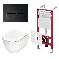 TECEspring Base Комплект 4 в 1 инсталяция, панель смыва с прямоугольными кнопками, черн. мат., унитаз модель R