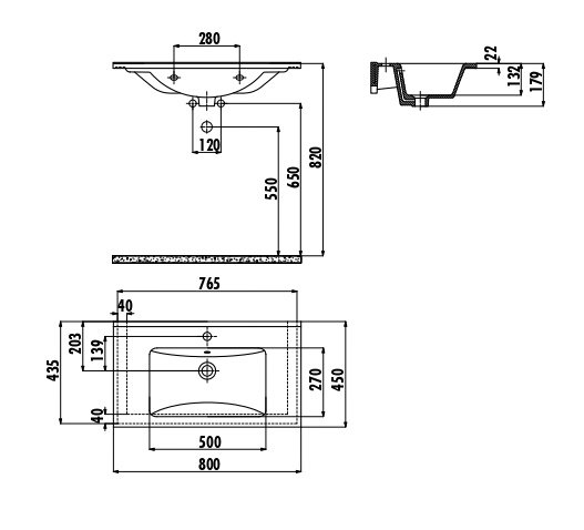CREAVIT Раковина мебельная/подвесная (45*80см) SU080.00000 