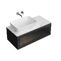 Kerama Marazzi ICONICO Тумба подвесная 100 см. фронт. рифленое стекло, 1 ящик, черная (Цена по АКЦИИ)