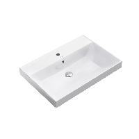 Kerama Marazzi Раковина CUBO подвесная\мебельная 70,5*48,5*18см, с 1 отв.под смеситель, с переливом, белая глянцевая