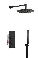 AQG Urban Flow, душевой комплект ER236 на 2 потребителя, с настенным кронштейном, цвет черный матовый
