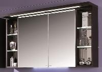Puris Crescendo, зеркальный шкаф (2 двери) c LED подсветкой 1200 мм правый, цвет черный структурный