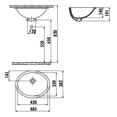 CREAVIТ Раковина врезная под столешницу (33*43) TP211.00000 