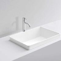 MILLDUE  Раковина  BASIC R58 встраиваемая сверху из CERAMILUX ,58х37х4,5 см, без отв для смесителя, цвет белый матовый