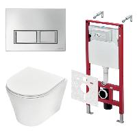 TECEspring Base Комплект 4 в 1 инсталяция, панель смыва с прямоугольными кнопками, хром глянц., унитаз модель K