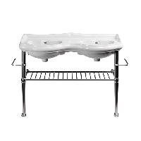 KERASAN RETRO Консоль металлическая на ножках для раковины 120см, с полкой решеткой, с 2-я полотенцедержателями  цвет хром