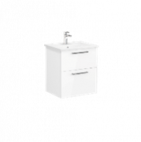 Тумба Root 60 см с квадратной раковиной, 2 ящика, глянцевый белый