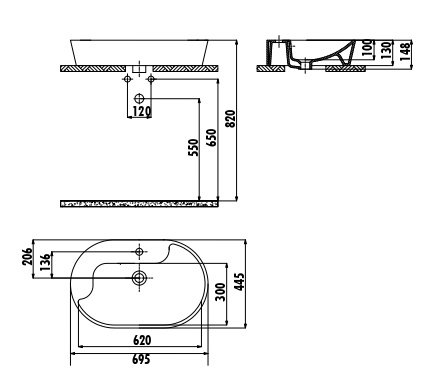 CREAVIT Раковина мебельная накладная ЗОЛОТО TP172.00010 