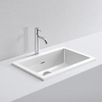 MILLDUE  Раковина  NET 54.37, встраиваемая сверху,  из CERAMILUX ,57х37х0,8 см, без отв для смесителя, цвет белый матовый