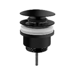 Донный клапан для раковины с переливом (нажимной), цвет черный матовый