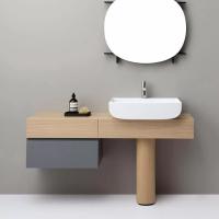 AZZURRA Charlotte База напольная под раковину 140х39х74 см, раковина справа, ящик слева  в цвете Cemento, цвет базы дуб