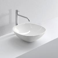 MILLDUE  Раковина  DEN Q42 накладная из керамики ,42,5х42,5х14,5 см, без отв для смесителя, цвет белый глянцевый