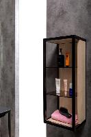 Пенал LOFT низкий light wood, полки стекло