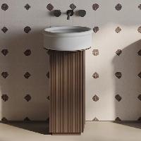 Artceram MONO Тумба напольная Ø39хh72 см для настольных раковин c одной дверцей, хромированный слив в комплекте, цвет moka