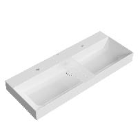 Kerama Marazzi Раковина GRANDE мебельная\подвесная 120*48*16,5см c 2 отв. под смесители с крепежом, с переливом, белая глянцевая