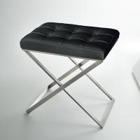 3SC Lino&Lone Стул с сиденьем из кожи со стежкой 50хh50х36 см, цвет черная кожа/никель сатинированный матовый