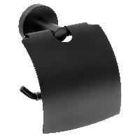 ЧЁРНЫЙ / DARK Держатель для туалетной бумаги с крышкой 140x155x80мм, черный