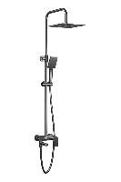 AQG Alpha, душевая колонна регулируемая по высоте 95-150 см: со складным изливом и квадратным душем, оружейная сталь (PVD)