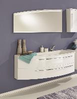 Puris Crescendo 120 см левый: зеркало с Led подсветкой, тумба (2 ящика) и белая раковина из мин литья, цвет мебели дуб трюфель