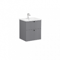 Тумба Root Groove 60 см с круглой раковиной, 2 ящика, матовый серый