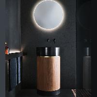 NOORTH milldue edition ROMA II Раковина напольная Ø450x880 мм., слив в пол, основ Rovere Nero, корпус Noce Canaletto, вставка Oro, раковина Nero opaco