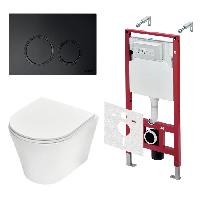 TECEspring Base Комплект 4 в 1 инсталяция, панель смыва с круглыми кнопками, черн. мат., унитаз модель K