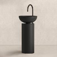 MILLDUE  SABA 45 Раковина напольная Ø450x900 мм., слив в пол, без отв. под смеситель, цвет: Nero (цемент чёрный матовый)