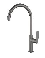 AQG Alpha, смеситель для кухни с закругленным поворотным  изливом, цвет оружейная сталь (PVD)