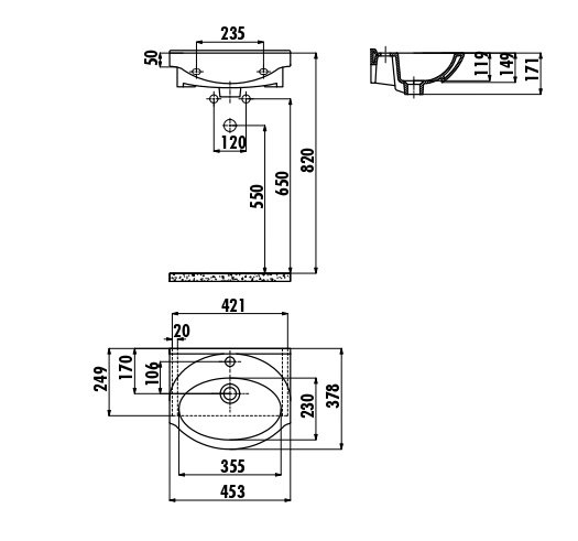 CREAVIT Раковина мебельная/подвесная (45 см) ET045.00000 