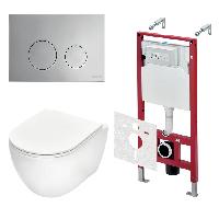 TECEspring Base Комплект 4 в 1 инсталяция, панель смыва LT с круглыми кнопками, хром глянц., унитаз модель R