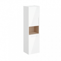 Пенал высокий Root 40 см с корзиной для белья, глянцевый белый, левосторонний