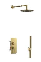 AQG Urban Flow, душевой комплект ER236 на 2 потребителя, с настенным кронштейном, цвет матовое золото (PVD)