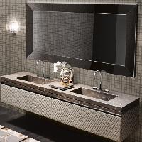 VITAGE milldue edition Four seasons Столешница 216х56хh9.5см c 2-мя интегрированными раковинами PLANS c3отв., мрамор, цвет: bronzo amani-B58