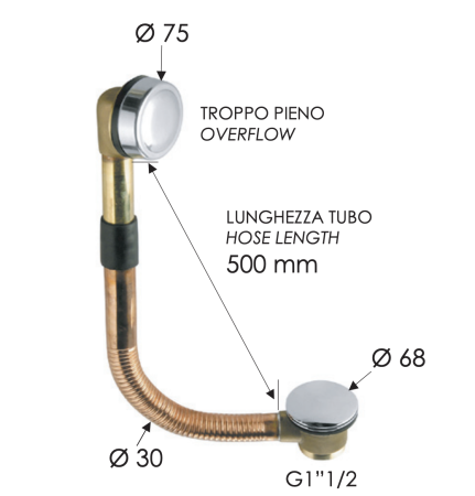 Слив-перелив click-clack для ванны Remer 96CC 