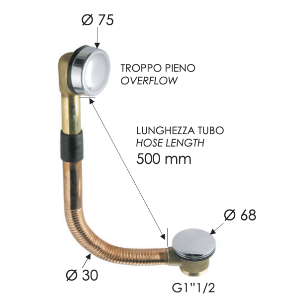 Слив-перелив click-clack для ванны Remer 96CC 