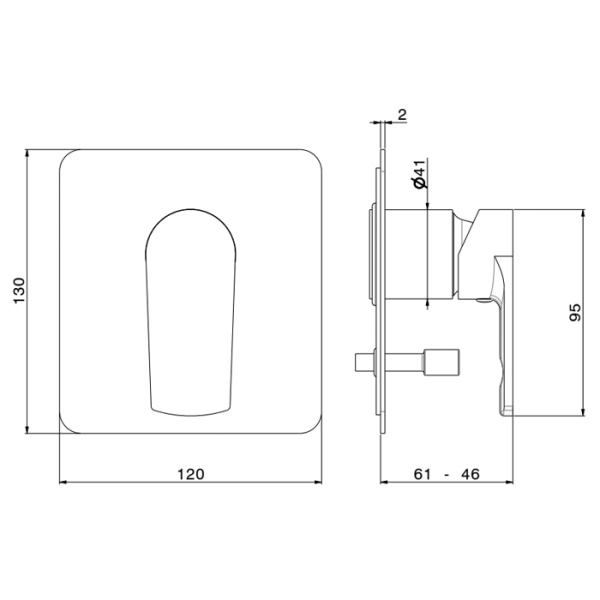 Newform Haka Внешняя часть механического смесителя для душа на 2 источника с автоматическим переключателем, цвет: PVD brushed stainless steel 