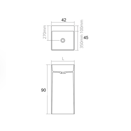 DEA DESIGN Washbasins Раковина напольная 42x45xh90 см, материал: Solid Surface искуственный камень, цвет: Black №16 
