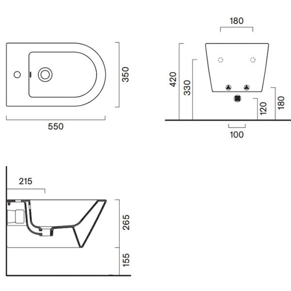 Catalano ZERO Биде подвесное 55x35, с 1 отв. под смеситель, покрытие Cataglaze+, без крепежа, цвет белый глянцевый 
