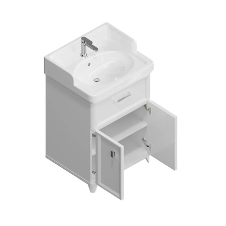 Kerama Marazzi Тумба POMPEI напольная с ящиком и дверцами 60, белая глянцевая 